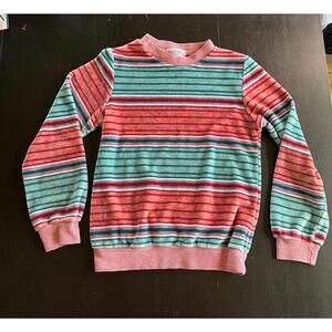 Vintage 70s Health-tex Kids 10 Velour Velvet Striped USA Retro Terrycloth
